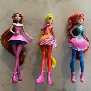 Winx Club Cosmix Set of 3 Fairy Bloom Flora Stella 5" Doll Series 8 Rainbow